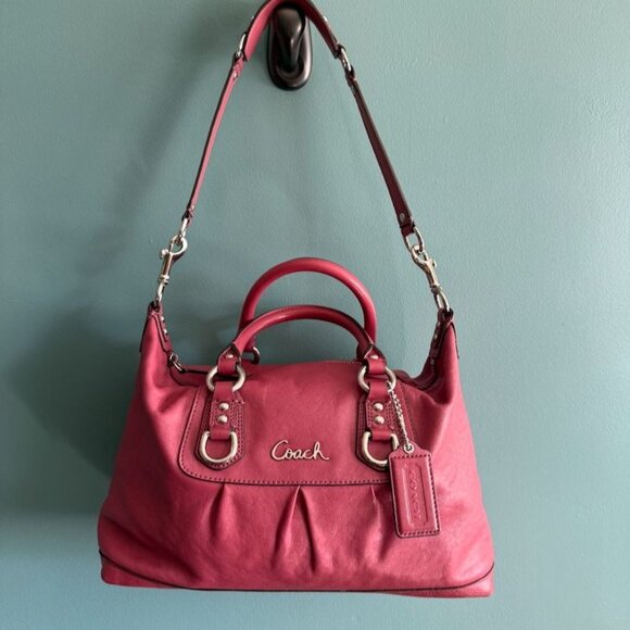 Coach F 15445 Ashley Leather Satchel Shoulder bag Handbag Pink Convertible Strap - Picture 14 of 14